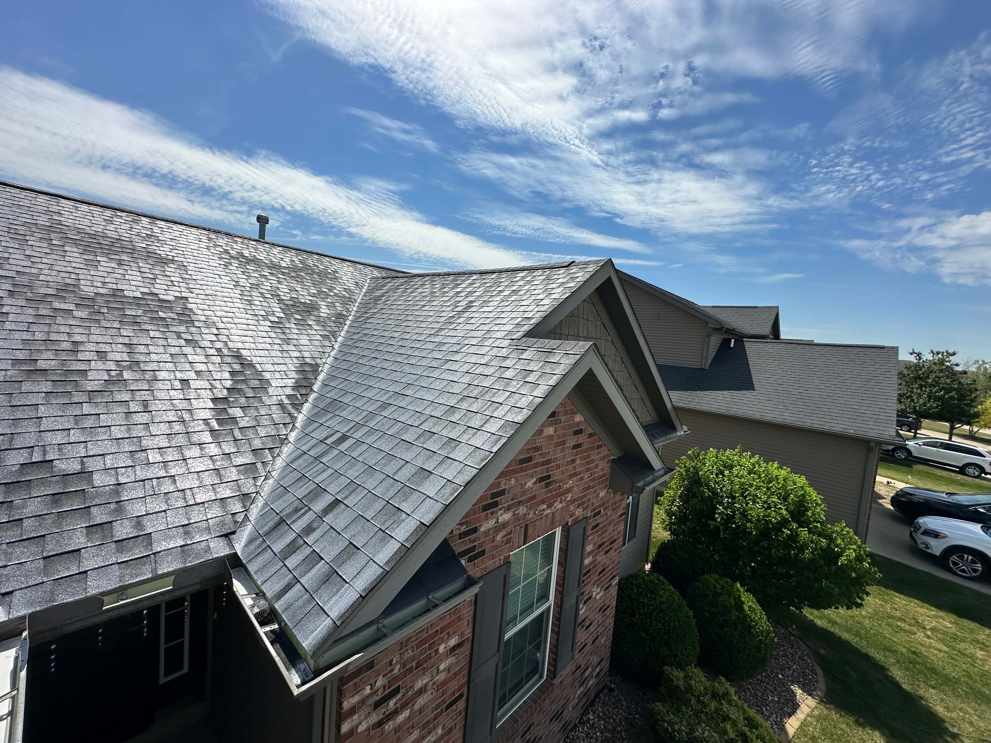Shingle roof on a brick home in the Champaign area