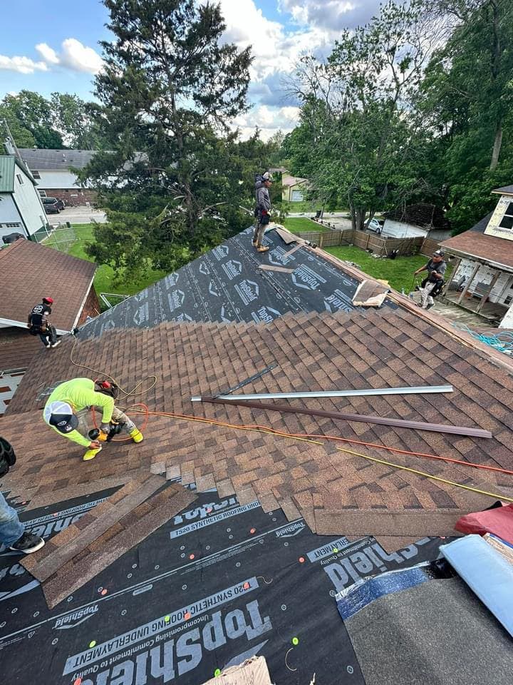 Aerial view of a Champaign-Urbana neighborhood served by Pantheon Roofing