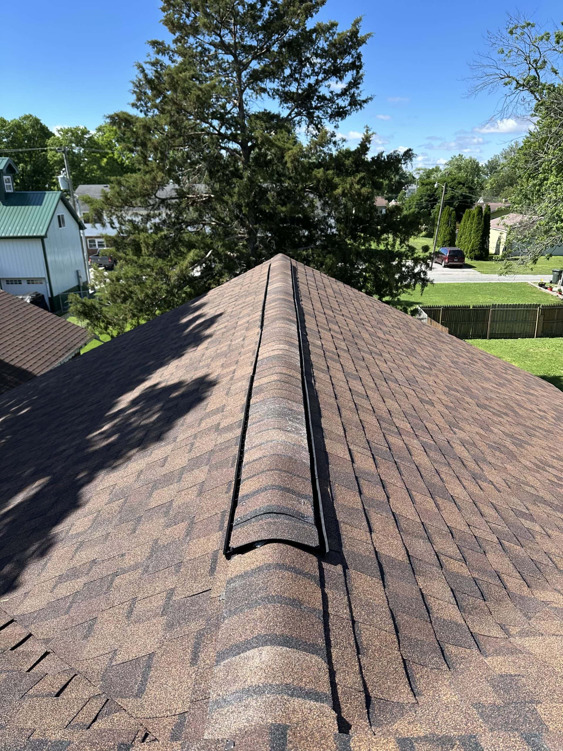Shingles on a Pantheon roof replacement in Champaign-Urbana