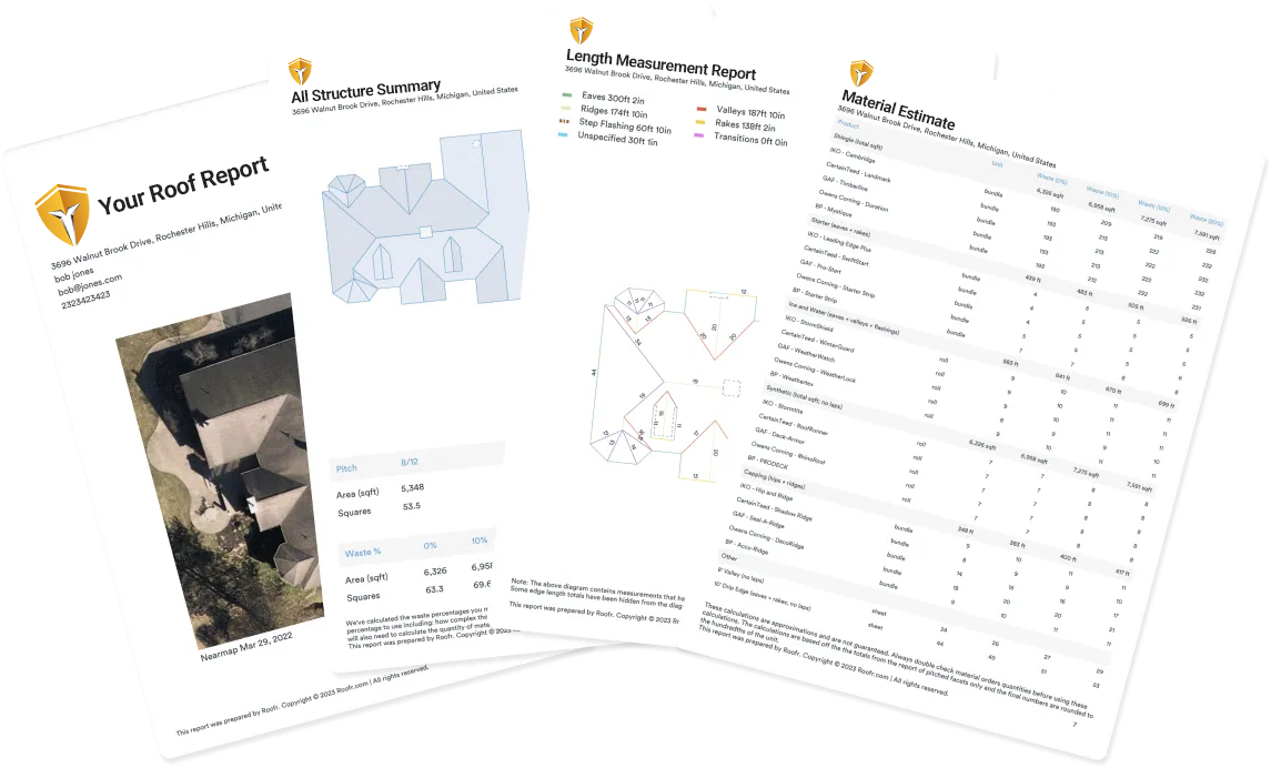 Sample drone inspection report: pitch, structure, dimensions, problem-area itemization